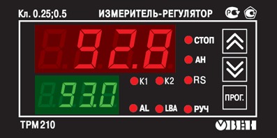 Измеритель ПИД-регулятор с интерфейсом RS-485 ОВЕН ТРМ210. Элементы управления и индикации