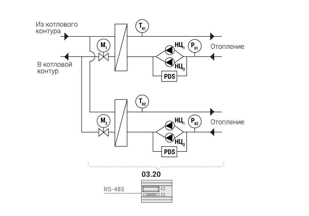 Два контура отопления без подпитки