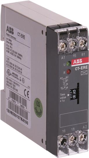 Изображение ABB CT-ERE Реле времени задержка на вкл 0,1-10 сек 24V AC/DC, 220-240V AC, 1ПК
