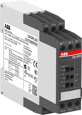 Изображение ABB Однофазное реле контроля тока CM-SRS.22S (диап. измерения 0,3-1,5А, 1-5A, 3-15A)110-130В AC, 2ПК, винт.клеммы