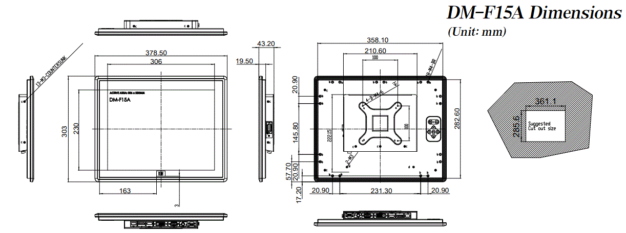 Dm f9khdma gw. Монитор DM-f15a/r. Промышленный монитор DM-f15a/PC. Мониторы iei 19” DM-f19a/r-r20 iei. Крепёж монитор iei DM-fw15a.