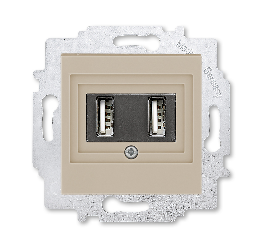 Изображение Зарядное устройство ABB EPJ Levit кофе макиато / белый USB зарядка двойная (арт.2CHH290040A6018)