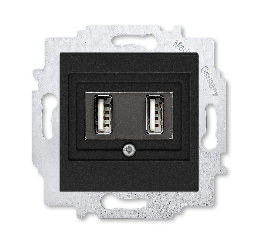 Изображение Зарядное устройство ABB EPJ Levit антрацит / дымчатый чёрный USB зарядка двойная (арт.2CHH290040A6063)