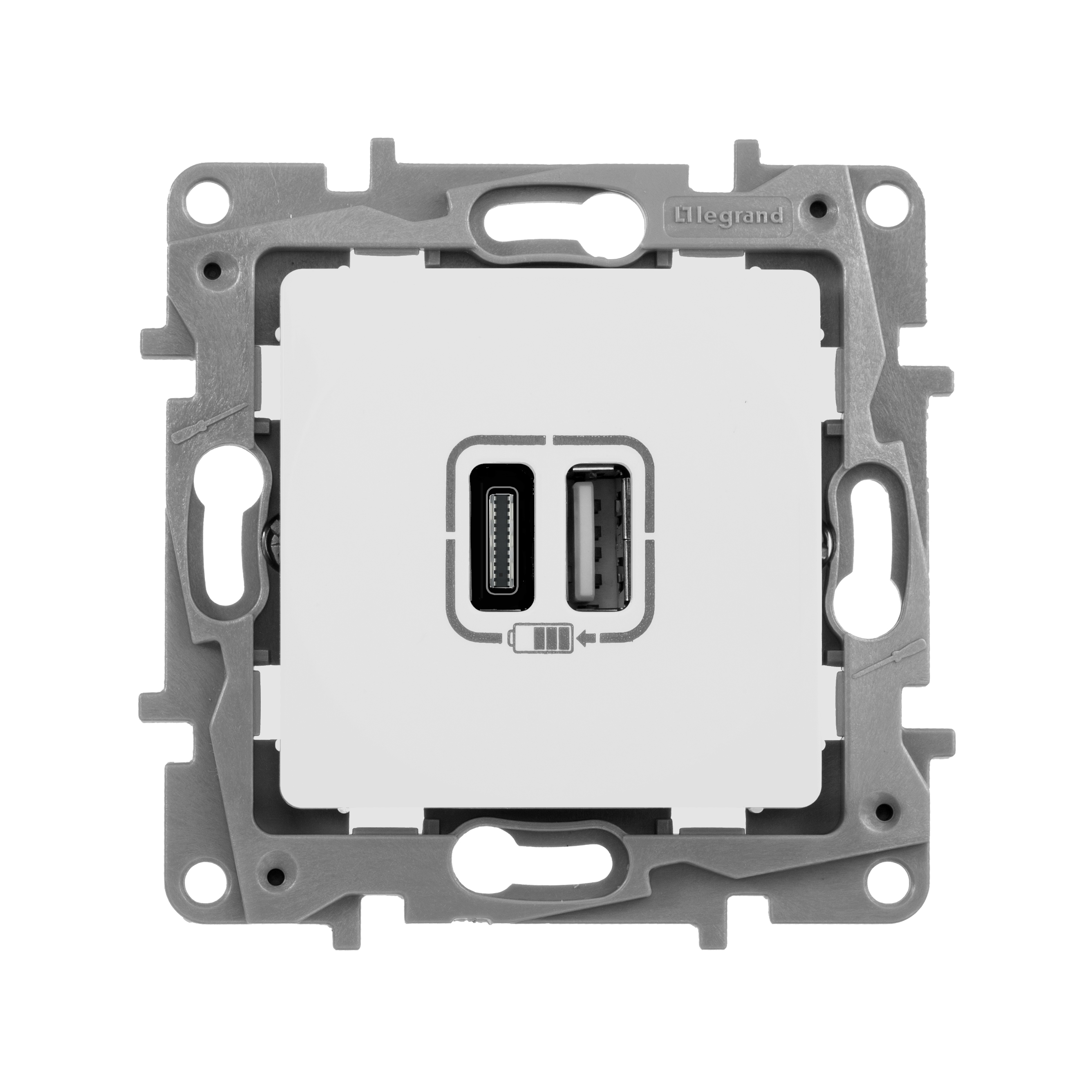 Изображение Зарядное устройство Legrand Etika, белый, с USB разъемами A-C (арт.672236)