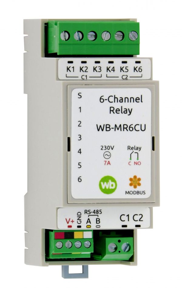 Изображение Компактный модуль реле Wiren Board с RS-485, Modbus RTU WB-MR6CU