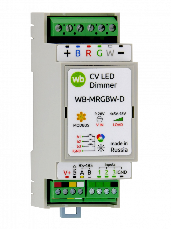 Изображение Диммер светодиодных лент Wiren Board на DIN-рейку WB-MRGBW-D