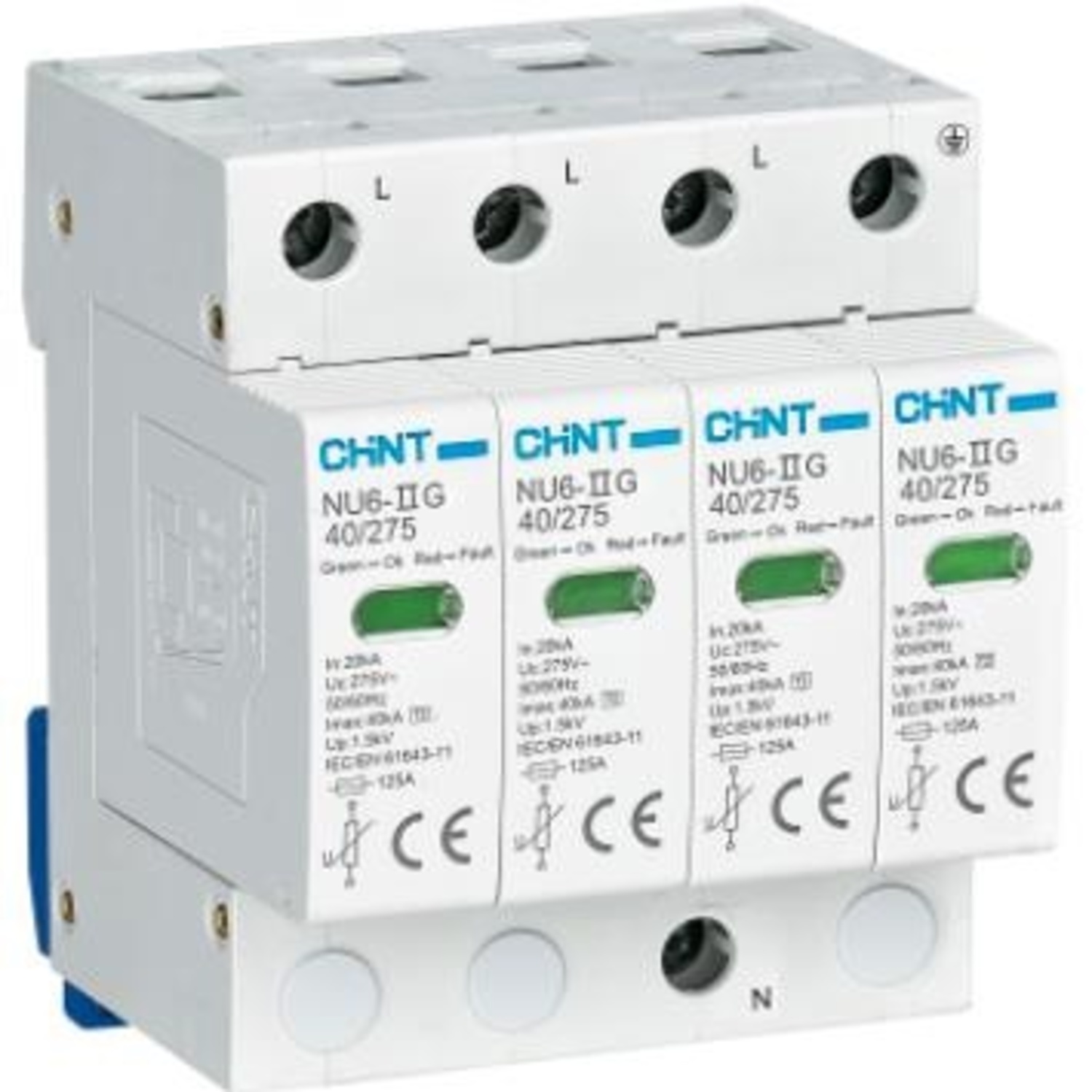 Изображение CHINT Ограничитель имп. перенапр. NU6-IIG 1Р In=15kA Uc=440B Im=40kA (R)