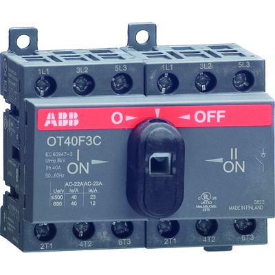 Изображение ABB OT40F3С Выключатель-разъединитель реверсивный 3Р 40А с ручкой управления